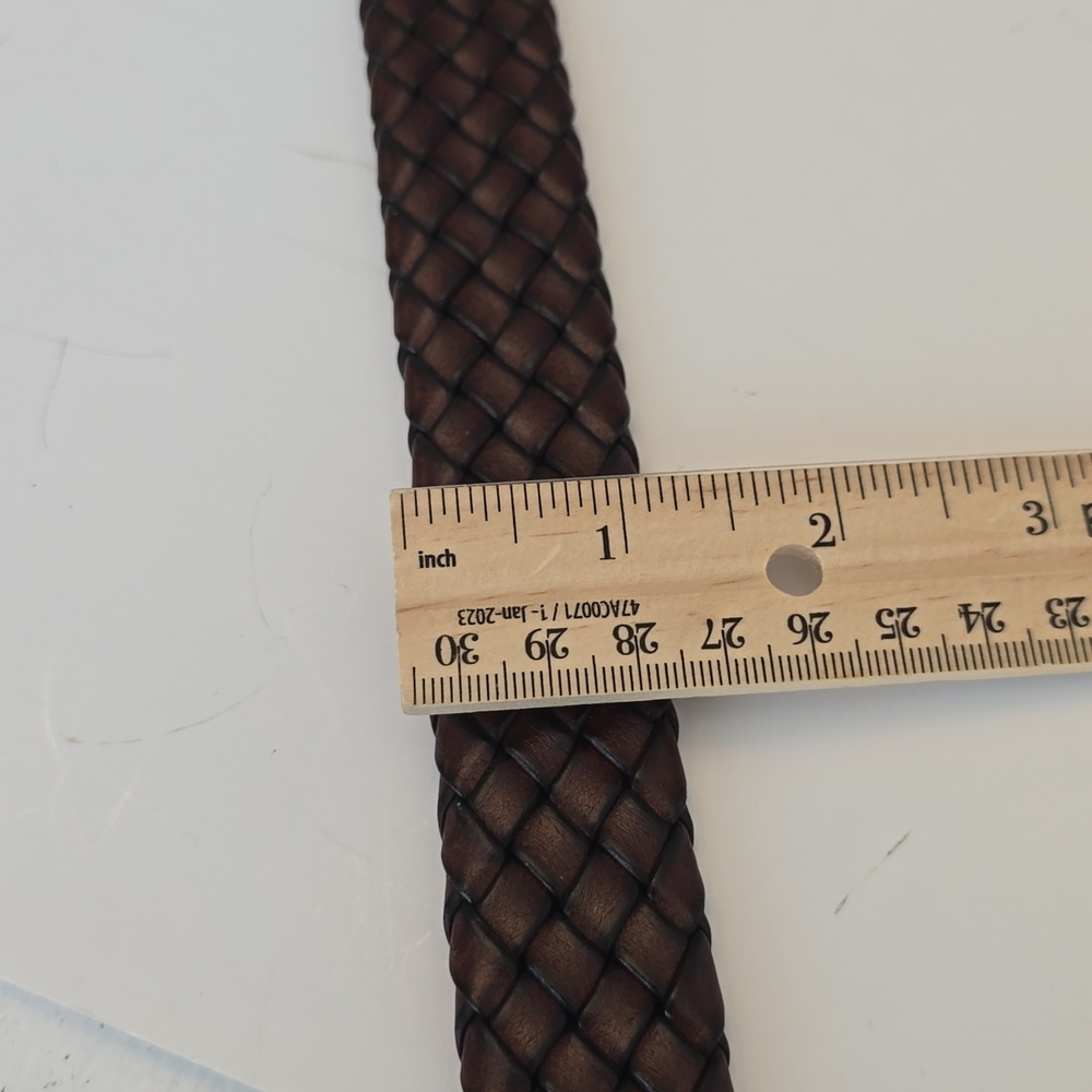 Men's Genuine Leather Braided Brown Belt Bonded Lacing  Brass Buckle Size 40 - Picture 15 of 15